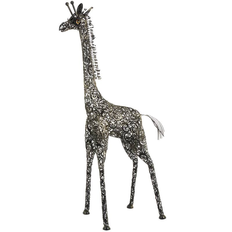 Vibrant Handmade Safari Animal Sculpture Collection - Wood or Metal Elephant & Giraffe for Indoor & Outdoor Decor