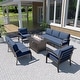 preview thumbnail 76 of 144, Aluminum Patio Outdoor Sectional Sofa Set with Fire Pit, Swivel Rocking Chairs and Ottomans