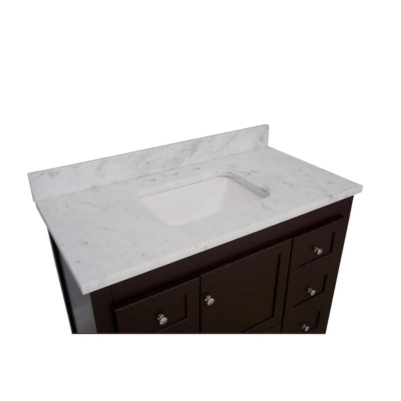 KitchenBathCollection Abbey 42" Bathroom Vanity with Carrara Marble Top