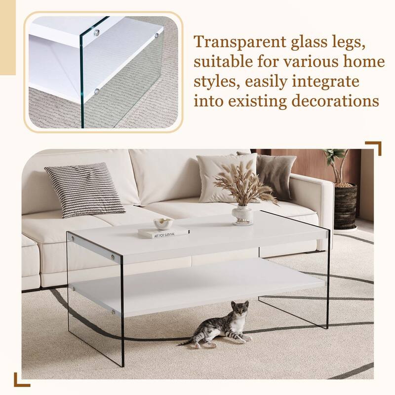 Double layered rectangular coffee table