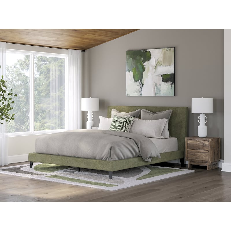 Signature Design by Ashley Zadilyn Sage Green Upholstered Bed with Roll Slats - California King