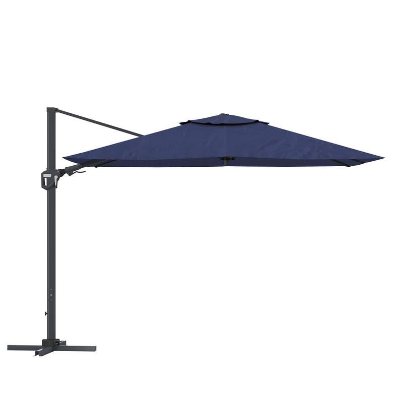 11FT Square Cantilever Aluminum Patio Umbrella, without Umbrella Base - Dark Blue