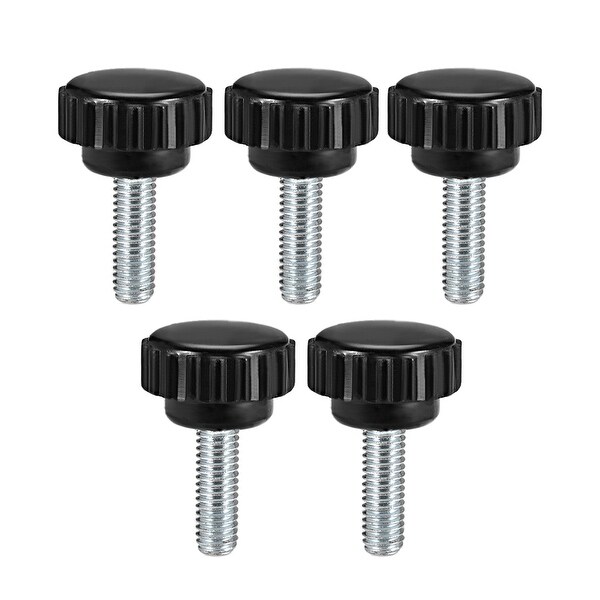 M6 x 15mm Male Thread Knurled Clamping Knobs Grip Thumb Screw on Type 5 Pcs