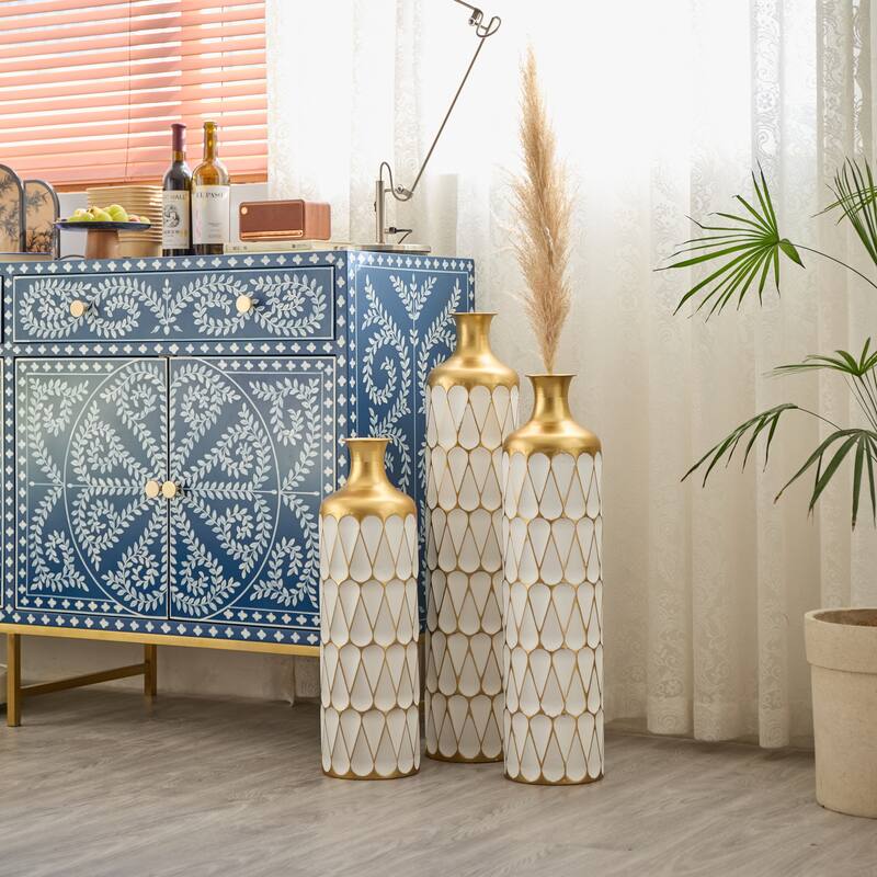 Hand-Woven PVC Rattan Floor Vase