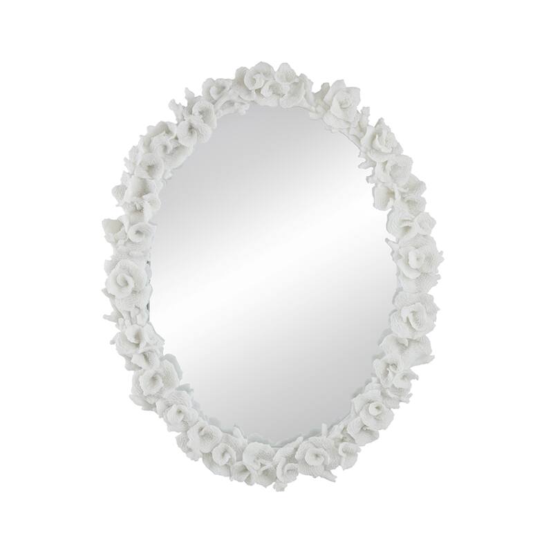 Coral Framed Oval Wall Mirror - 35.5" - White