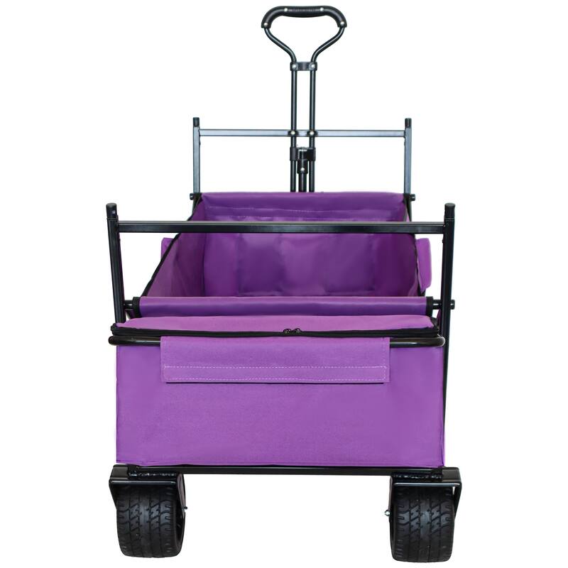 480Lbs Collapsible Wagon with Canopy, Wagon Stroller with 7" All-Terrain Wheels, Lightweight Foldable Wagon