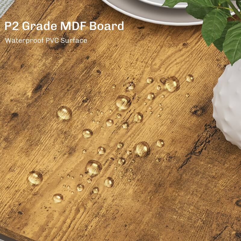 3 Piece Counter Height Bar Table and Chairs Set Industrial Small Dining Table Square Kitchen Table and Stools with Steel Frame