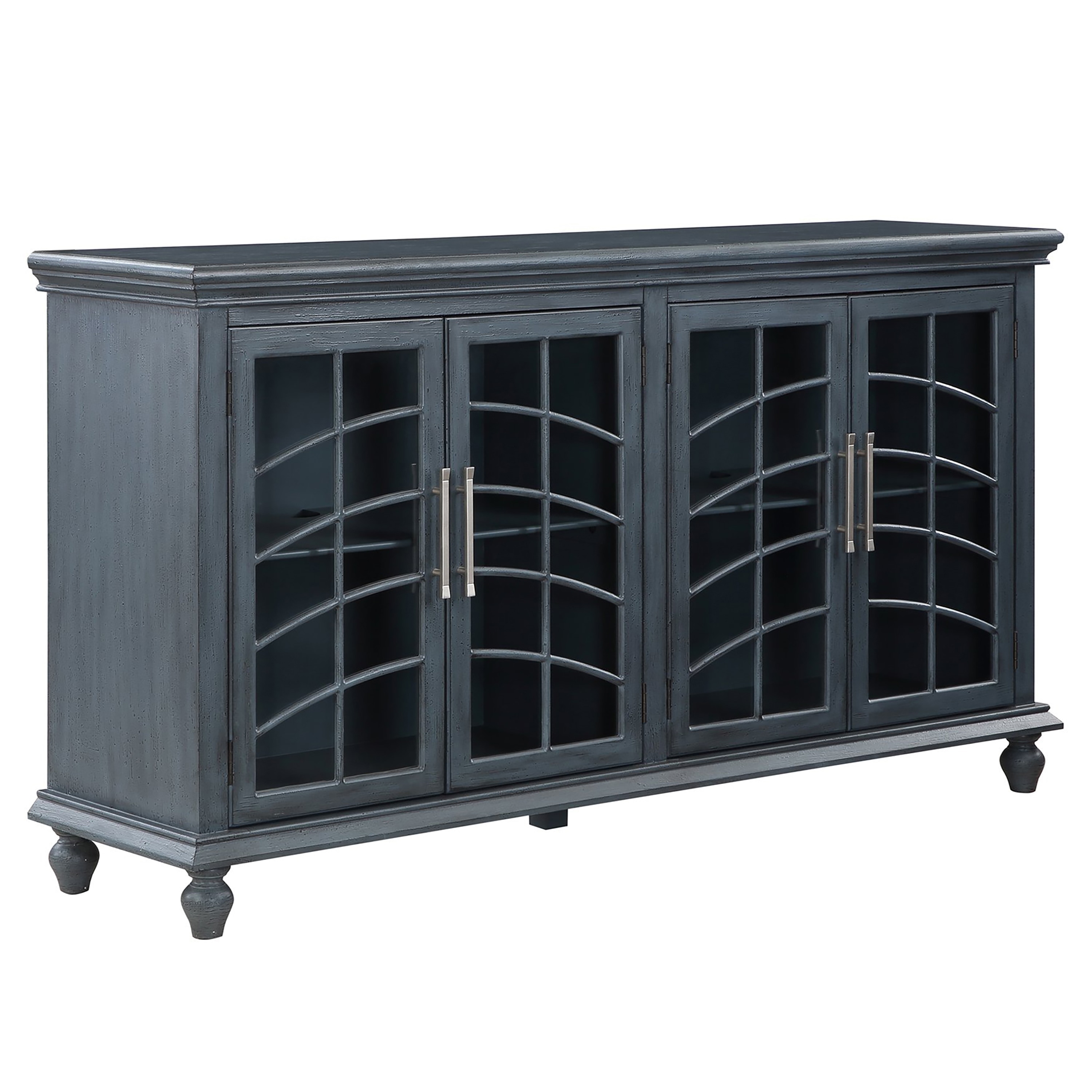 71.75 in. Blue Solid Wood 4 Door Media Credenza_Sideboard