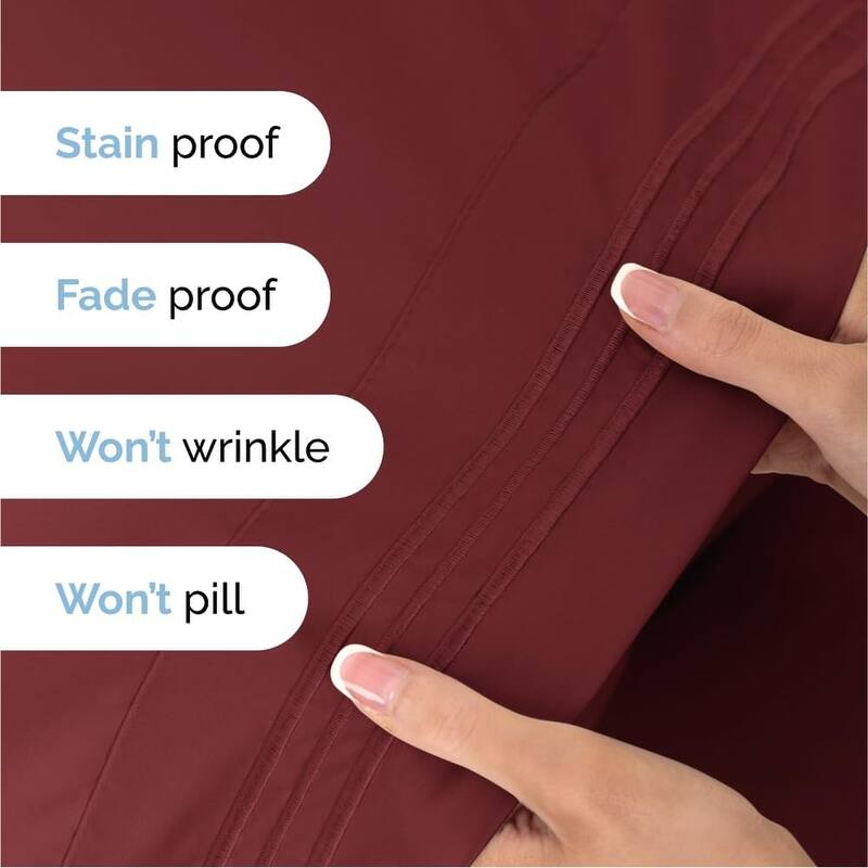 CGK Linens 4 Piece Solid Deep Pockets Microfiber, Easy-Fit Bed Sheet Set