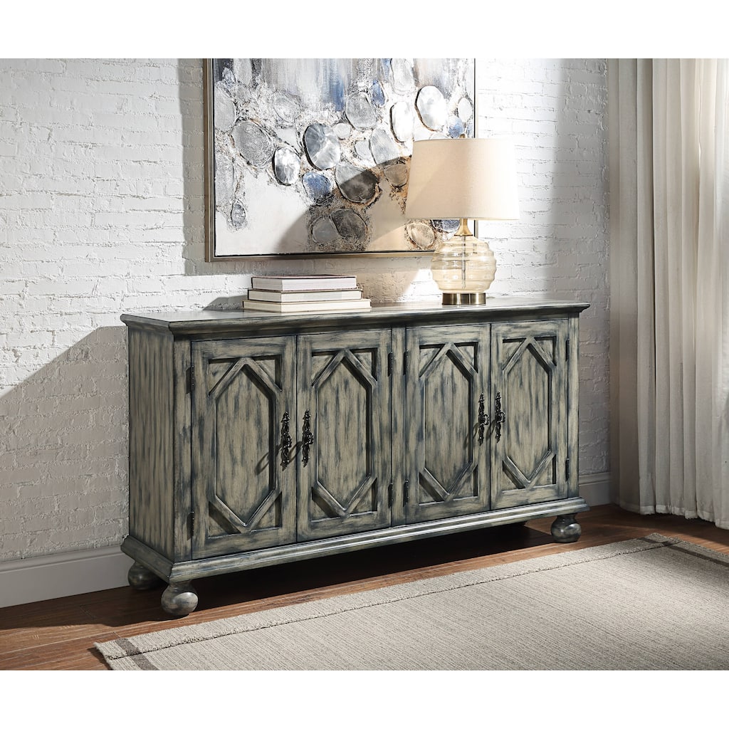Charming Rustic Console Cabinet with Intricate Design for Versatile Storage