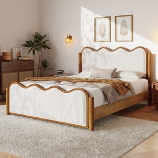 Christopher Knight Home - Modern Upholstered Boucle Bed Frame with ...