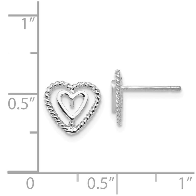 Curata 14k Yellow or White Gold 10mm Textured Heart Post Earrings