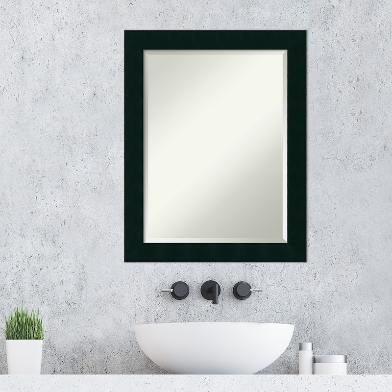 Beveled Wood Bathroom Wall Mirror - Tribeca Black Frame