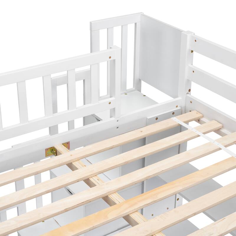 Full Size Loft Bed with Desk and Shelves