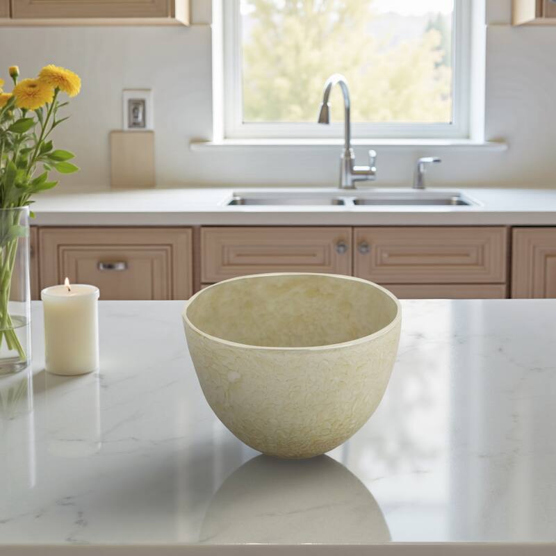 Glass Decorative Bowl Modern Glam Textured Sleek Curved Design - 9" x 9" x 6" - Green