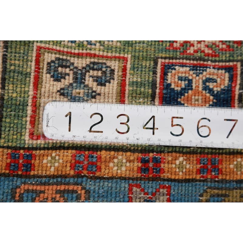 Green Kazak Foyer Rug Hand-Knotted Wool Carpet - 2'8"x 3'11"