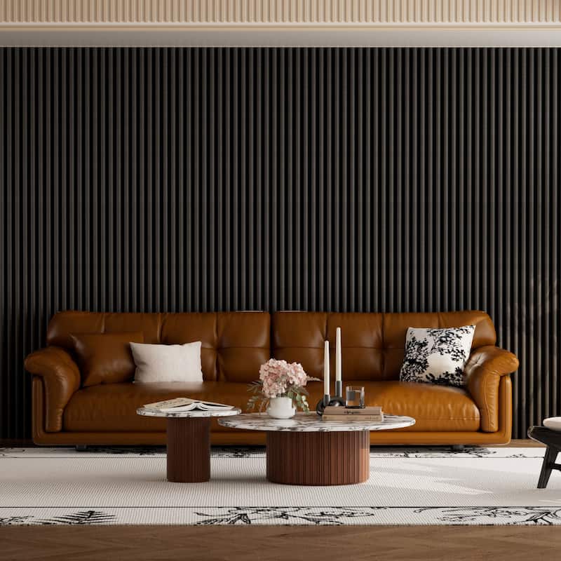 47.3" x 23.6" Half Round Slat Acoustic Wall Panels for Ceiling and Wall Decor, 4-Pack (31 sq ft) - Black