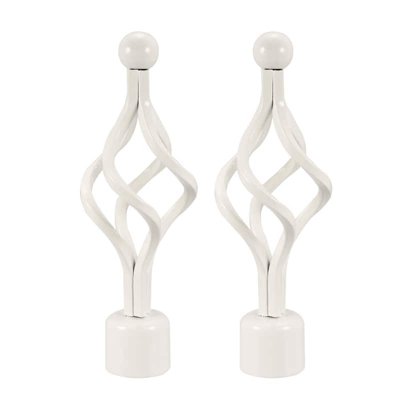 Curtain Rod Finials Iron Cap End for 28mm Drapery Pole White 152mm x 61mm 2 Pcs