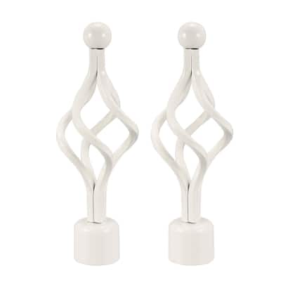 Curtain Rod Finials Iron Cap End for 28mm Drapery Pole White 152mm x 61mm 2 Pcs