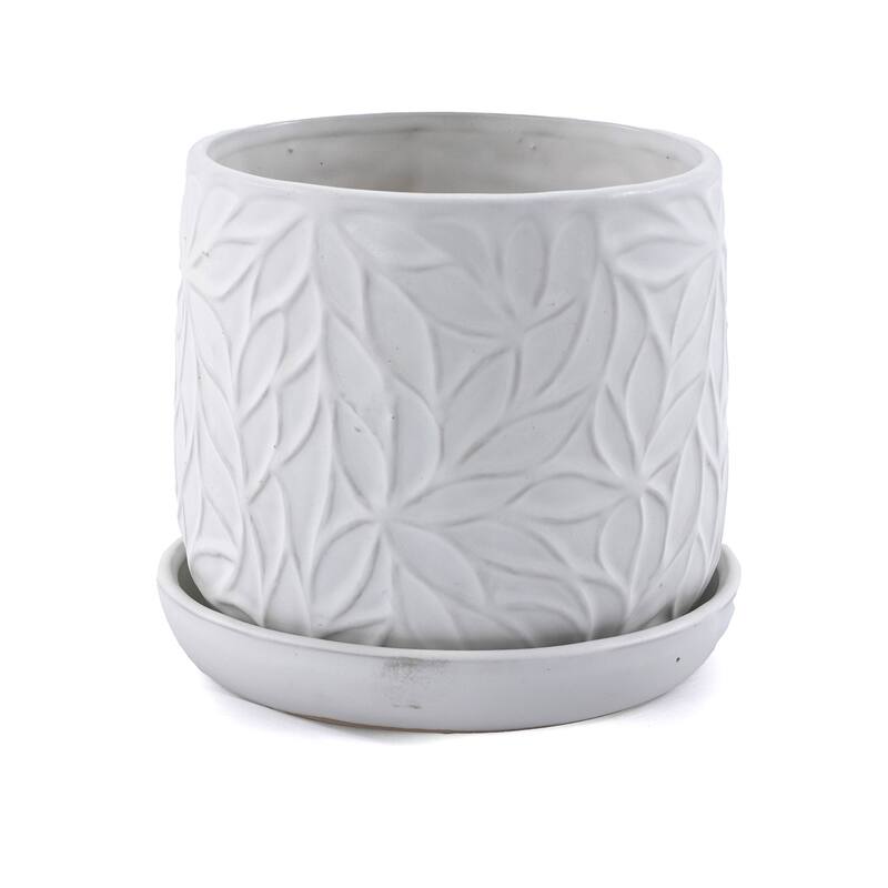Sleek Striped Ceramic Planters with Glossy Finish 2pc
