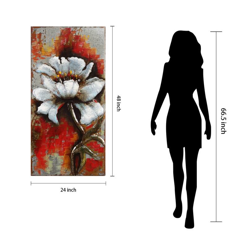 "Garden Rose" Mixed Media Iron Hand Painted 3D Wall Art Set