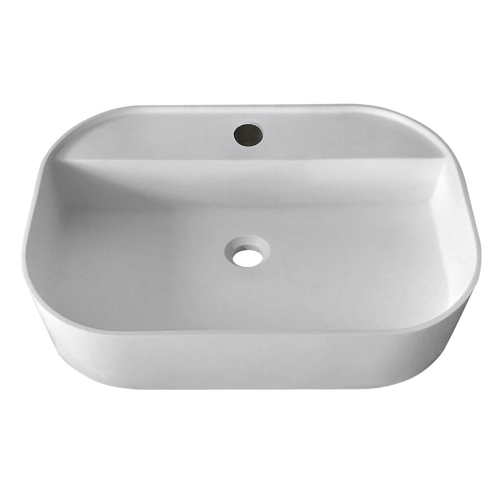 Modern Solid Surface Pedestal Basin, Easy to Clean and Repair, No Drainer Included - 23.6in L