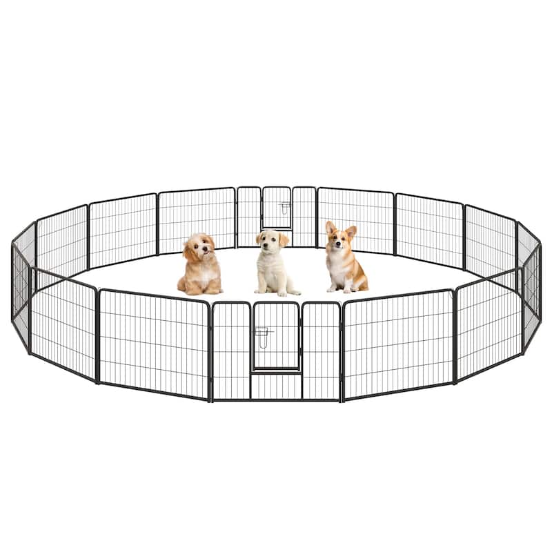 16 Panel Dog Playpen with Lockable Door for Safe Pet Space