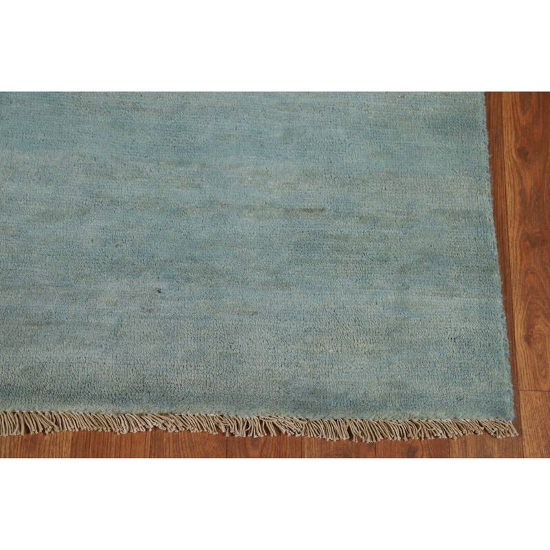 Light Blue Modern Gabbeh Oriental Rug Hand-Knotted Wool Carpet - 3'3" x 4'10"