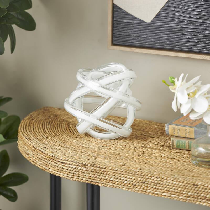Glass Knot Brushed Twisted Decorative Sculpture - Pink, Dark Blue, White - Roche River Decor