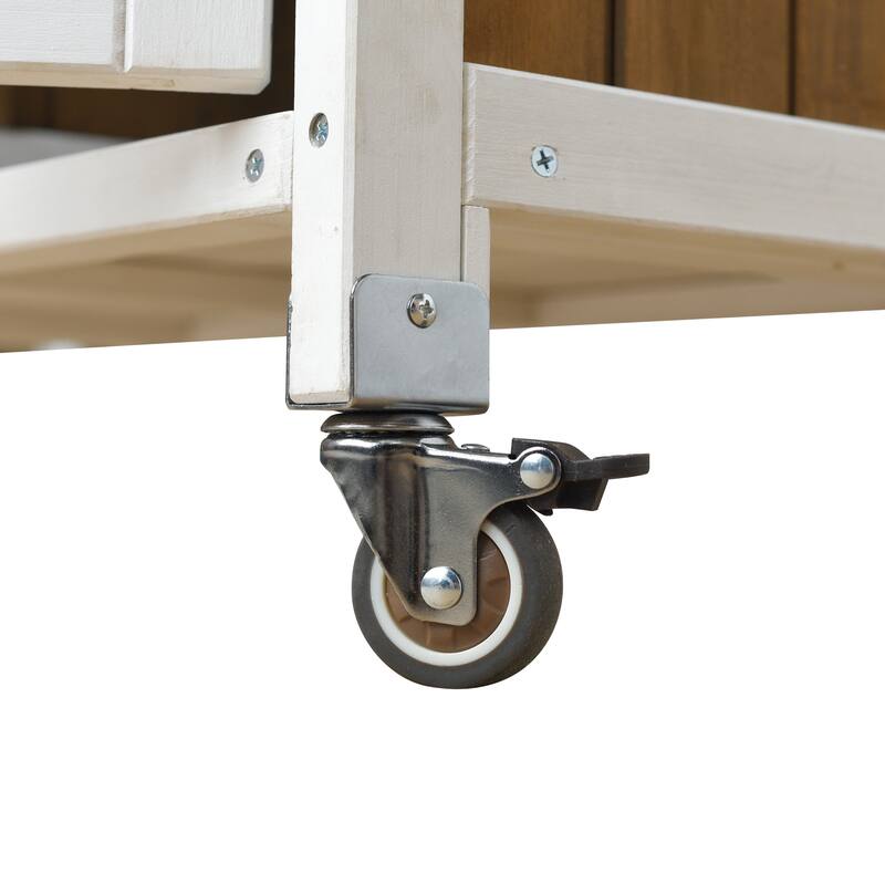 Foldable Outdoor Kitchen Island Cart with Lockable Wheels and Storage Cabinet