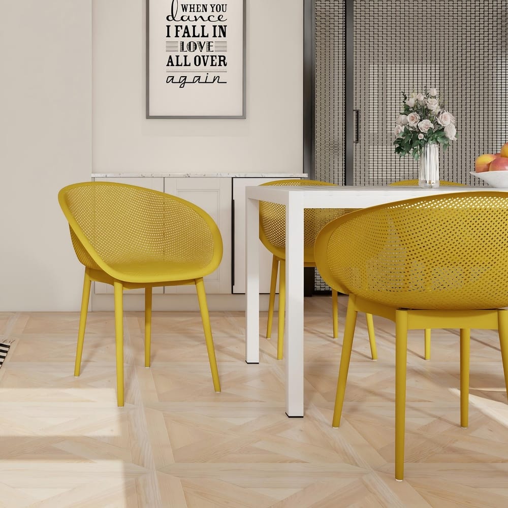 Malwee 2 PCS Indoor/Outdoor All-Weather PP Plastic Chairs, Modern Lounge Seat, Lightweight for Patio, Beach, Living Room