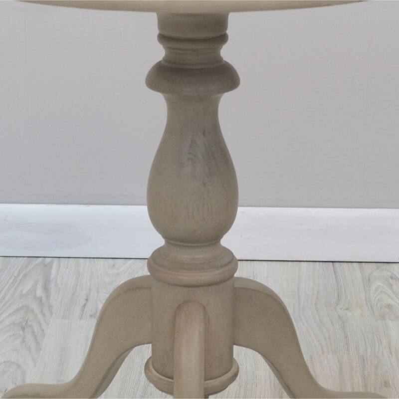 25.25" Weathered Gray Round Side Table with Pedestal Base Curving Feet