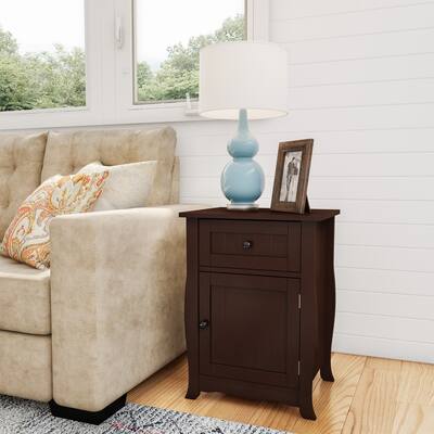 Lavish Home End Table with Storage Cabinet, Brown