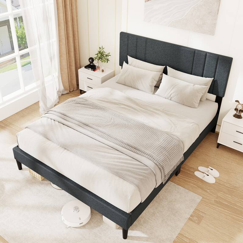 Gymax Twin / Full / Queen Size Bed Frame w/ Vertical Channel Tufted