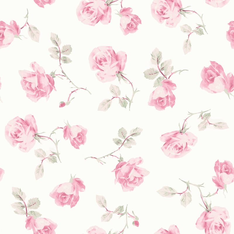LoveShackFancy Ribbon Rosa Chateau Rose Peel and Stick Wallpaper
