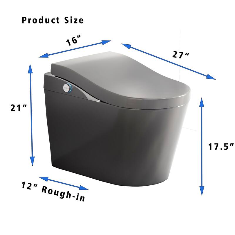 Modern Smart Toilet with Bidet. Auto Open Close. Auto Flush. Heated Seat. Warm Water. Dryer. Foam Shield
