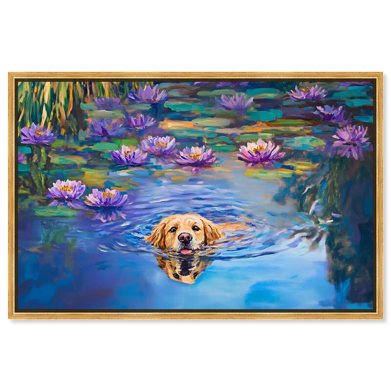 Watery Wag I Canvas by Art Remedy - Gold - 15" x 10"