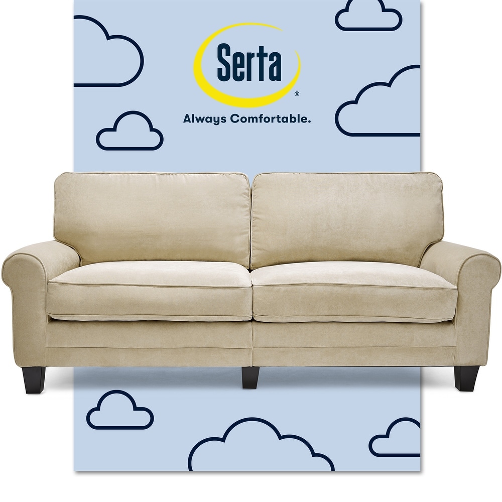 Serta Copenhagen 78 Sofa - Pillowed Back Cushions and Rounded Arms,  Durable Modern Upholstered Fabric - Gray