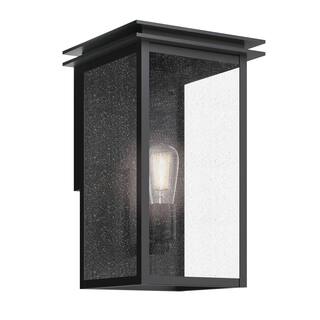 Kichler Lighting Arkville 14 Inch 1 Light Outdoor Wall Light with Clear Seeded Glass in Textured Black - Textured Black