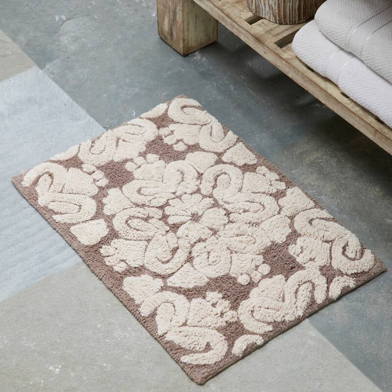 Better Trends Medallion Collection 100% Cotton 4-Pc Set Bathroom Rugs-Soft & Super Absorbent, Non-Skid Latex, Machine Washable