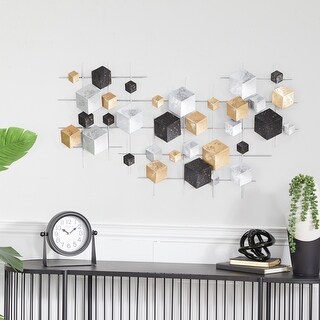 CosmoLiving by Cosmopolitan Multi Colored Metal 3D Cube Relief Geometric Wall Decor