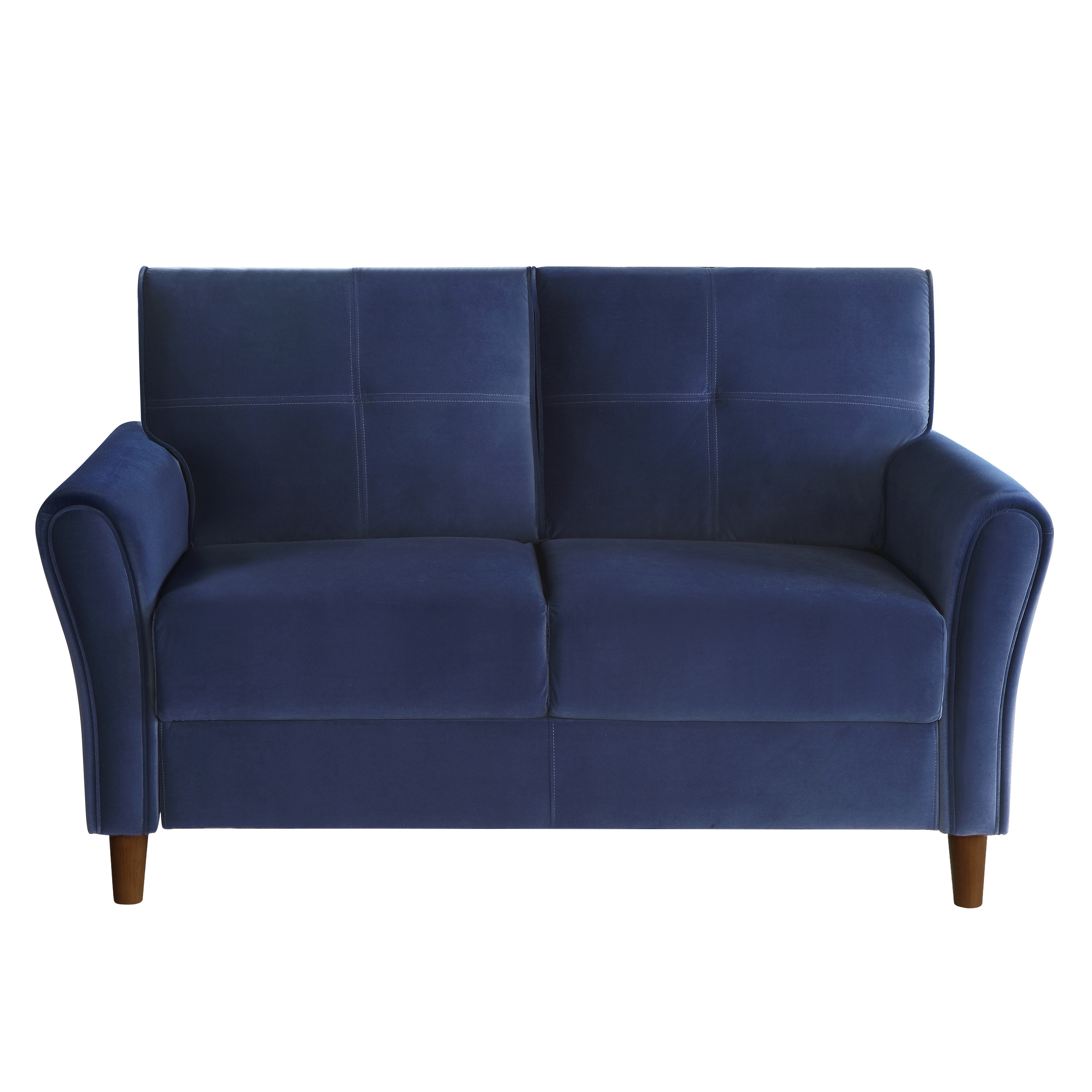 Velvet Upholstered Loveseat Sofa, Small Loveseat with Plush Seatbacks, 2-Seat Sofa with Tufted Backrest and Solid Wood Frame