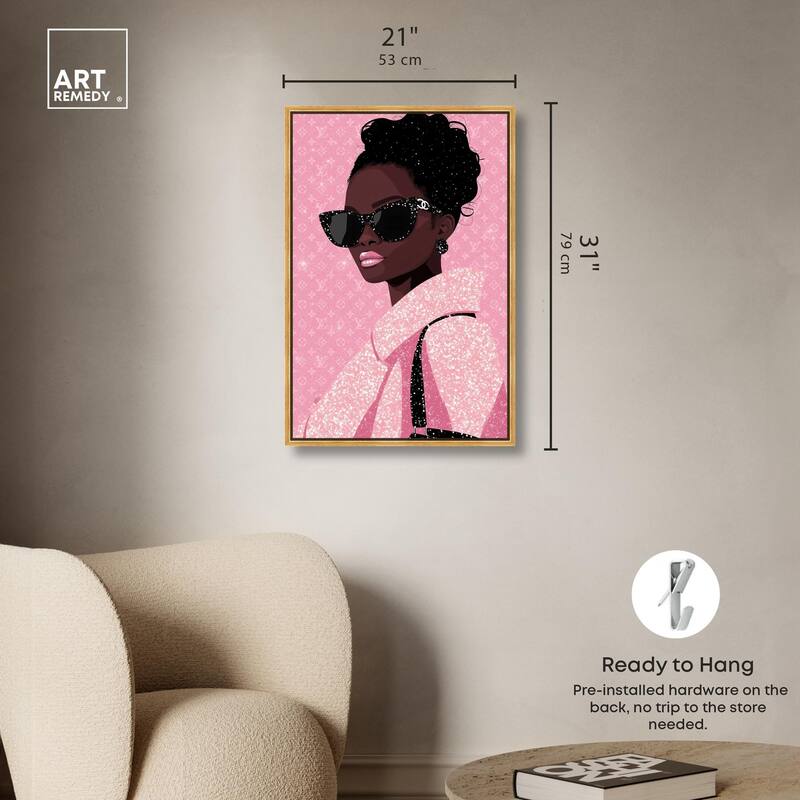 Pink Luxury Woman Canvas by Art Remedy