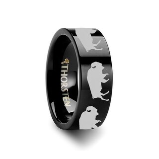Thorsten Animal Horseshoe Horse Shoe Equestrian Print Pattern Ring Black Tungsten Ring 8mm Wide Wedding Band from Roy Rose Jewelry 