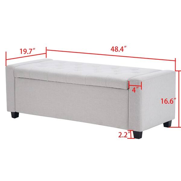 dimension image slide 0 of 2, Modern Style Storage Bedroom Bench with Arms for Bedroom,Living Room, Entryway