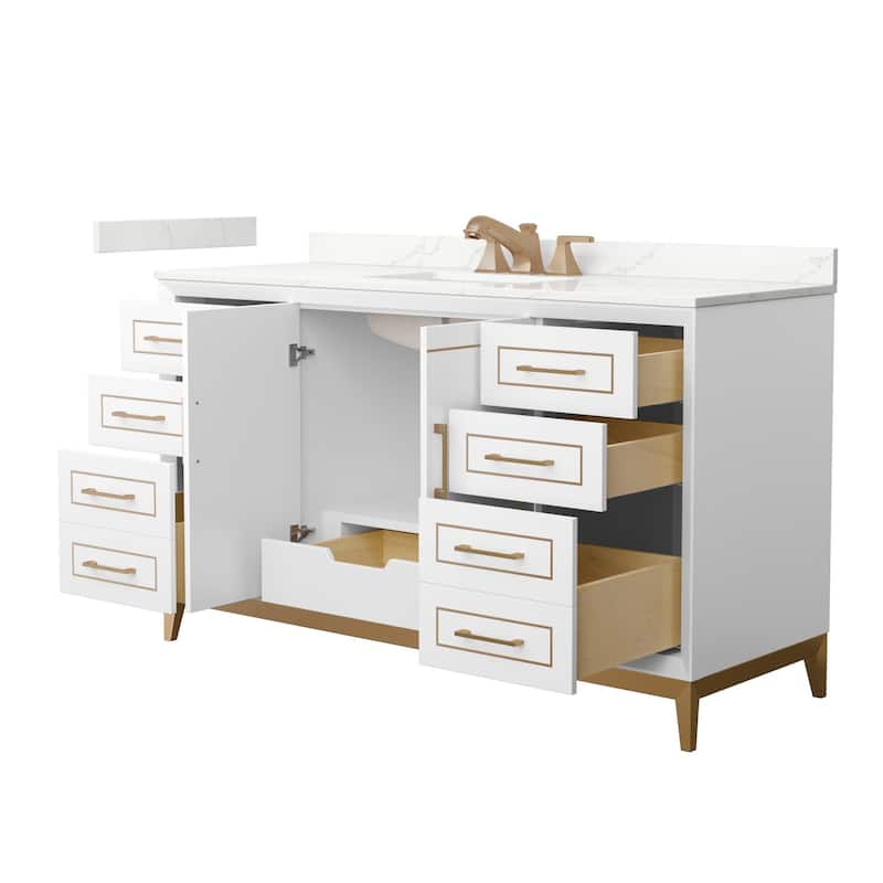 Wyndham Collection WCH515160S-QTZ-US3MXX Marlena 60" Free Standing