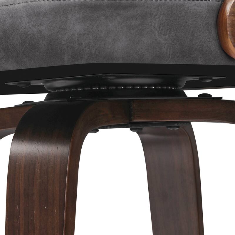 26.in Modern Set of 2 Leather Bar Stool Swivel Upholstered Hollow Back Counter Height Barstool with Wood Frame