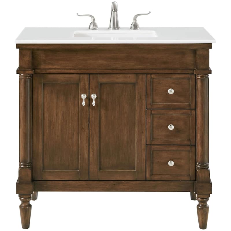 Elegant Lighting VF13036-VW Lexington 36" Free Standing Single Basin - Walnut - Wood Finish