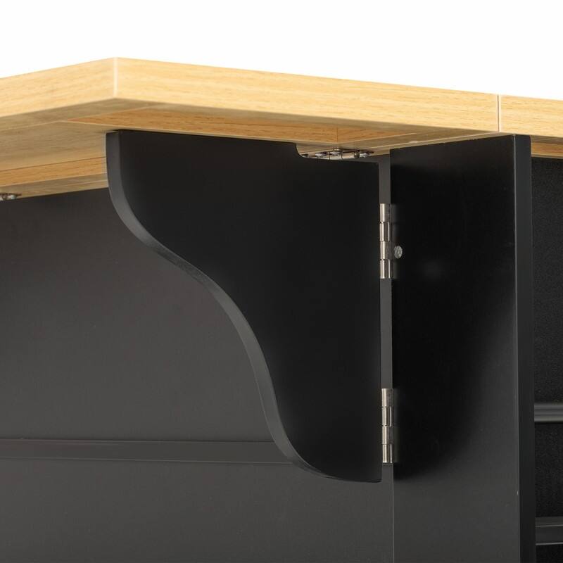 Rolling Kitchen Island with 6 Drawers, Pull-Out Trash Can Storage, Drop Leaf, Power Outlet & Side Racks