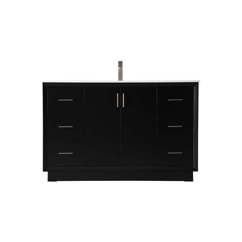 Elegant Lighting VF19654 Hayes 54" Free Standing Single Basin Vanity - Black